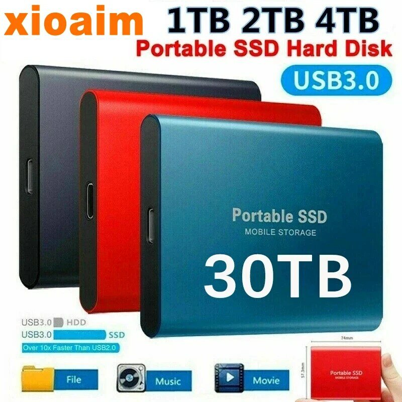 For xiaomi Portable 128TB 64TB SSD External Moblie Hard Drive High Speed 16TB 8TB Hard Disk for Desktop Mobile Laptop Comp