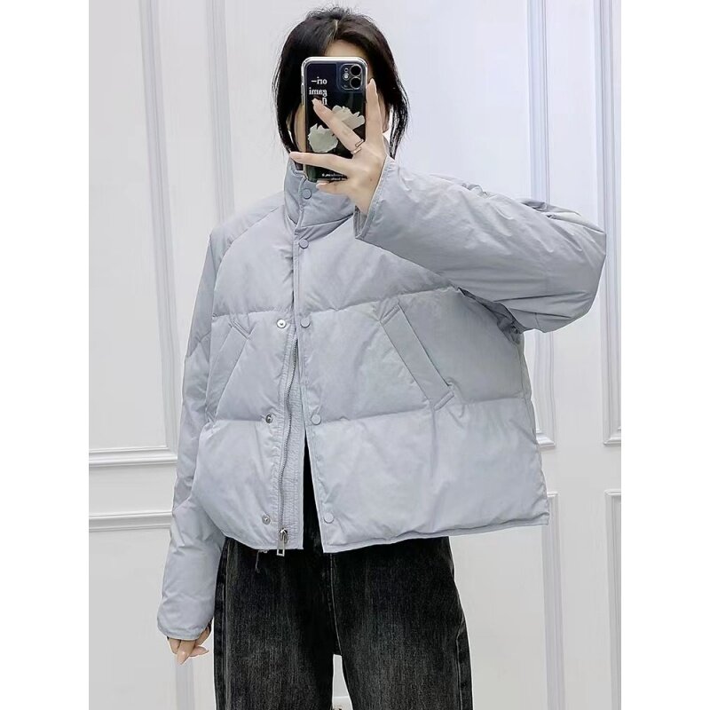 2023 New Winter Lapel Thickening Blue down Jacket Women's Short High Quality Coat