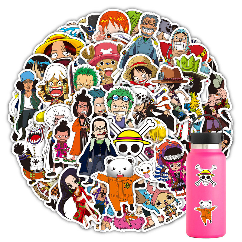 One Piece Anime adesivos impermeáveis, decalques legais, skate, laptop, motocicleta, viagens, bagagem, brinquedos clássicos, criança, 10 pcs, 30 pcs, 48pcs