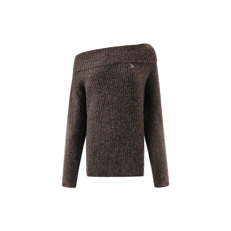 여성용 원라인 넥 긴팔 스웨터, 캐쥬얼 풀오버, 단색, 두꺼운 뜨게, 레이디 상의, 한국 버전, 가을, 겨울 패션