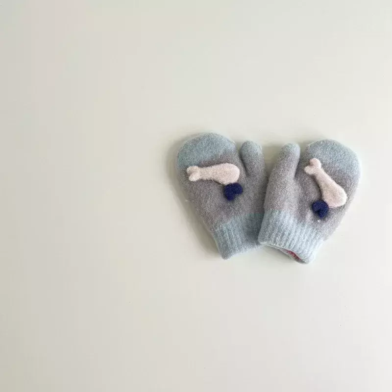 Kawaii Baby Mittens Lovely Cartoon Animal Whale Glove for Toddler Boy Girl Autumn Winter Thicken Plush Kids Glove Warmer Stuff