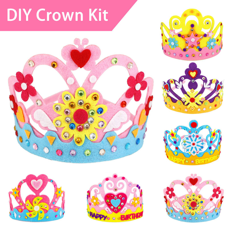 Handgemaakte Schuim Papier Pailletten Crown Kit Verjaardag Tiara Hoed Materiaal Diy Ambachtelijke Speelgoed Voor Kinderen Kid Party Decoraties Willekeurige Stijl