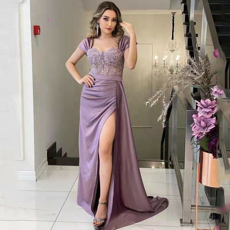 Gaun Prom putri duyung seksi applique renda Sweetheart gaun malam Split tinggi 2024 Arab Saudi Dubai pesta Prom الanime
