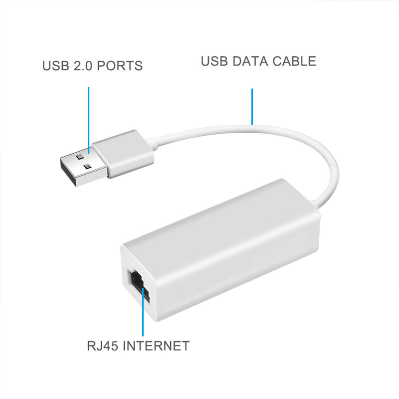 Kebidu Portable USB 2.0 vers RJ45 carte réseau 10Mbps Micro USB vers RJ45 Ethernet Lan adaptateur pour PC Portable Windows XP 7 8