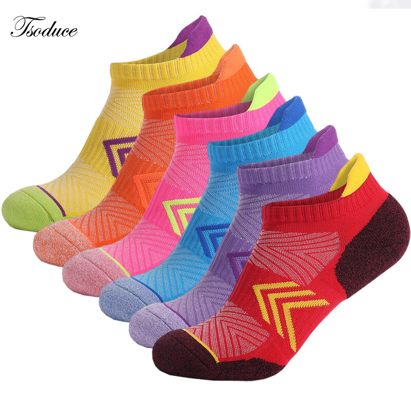 6 Pairs Women Running Socks Combed Cotton Thickened Towel Bottom Non-Slip Sweat-absorbing Breathable Sports Hiking Socks