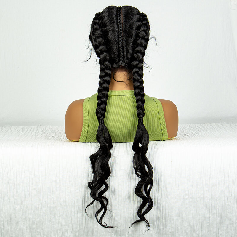 Syntetyczny plecione peruki z kręconymi falami dla kobiet koronka z przodu Afro skręcone warkocze peruka z dziecięcymi włosami dla dziewczynek 30 cali