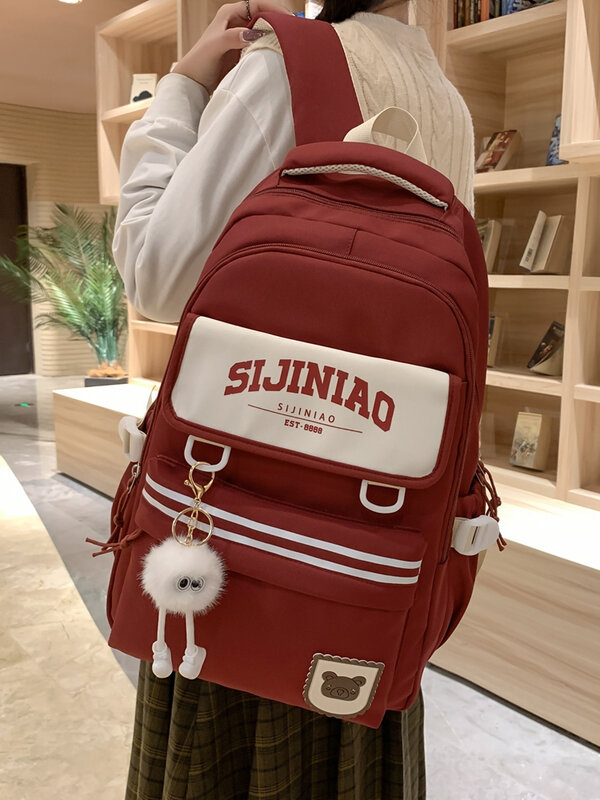 Tas punggung komputer uniseks, tas sekolah kapasitas besar modis tahan air untuk pelajar perempuan