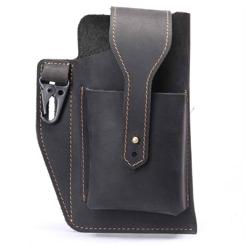 Leather Bag Men's Mobile Phone Waist Bag New Leather Mobile Phone Bag Site Sports Tactics Waist Bag Men