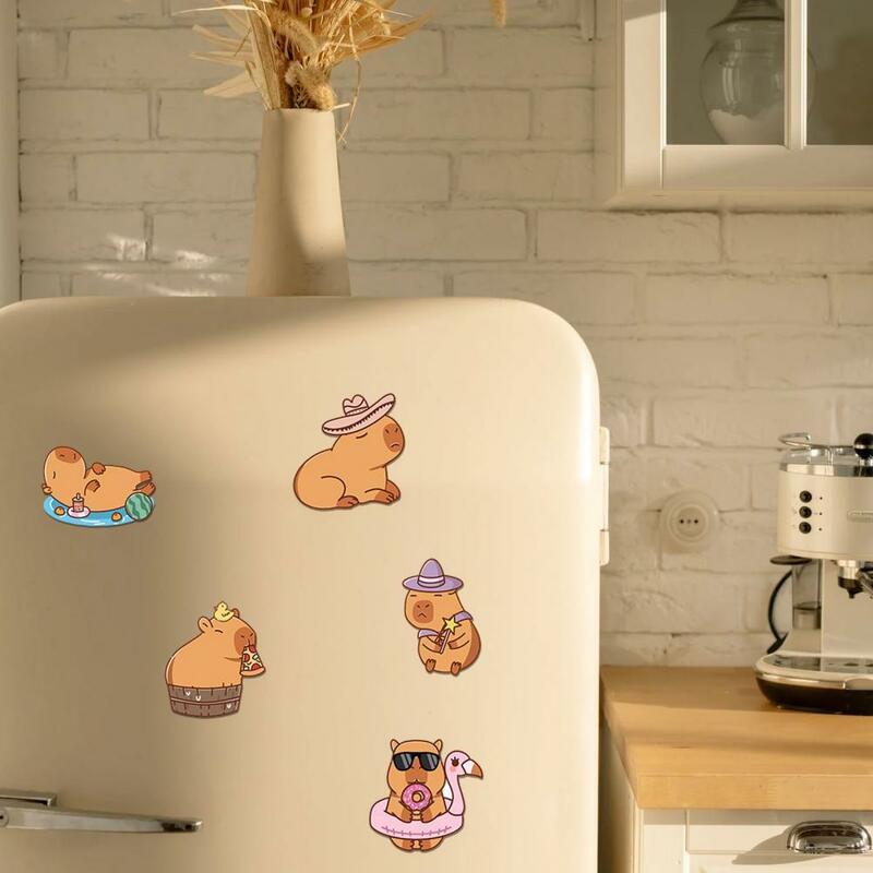 ملصق قابل لإعادة الاستخدام مقاوم للماء للزينة زجاجة ماء ، تصميم الرسوم المتحركة لطيف ، أنماط capybara ، القرطاسية مقاوم للماء