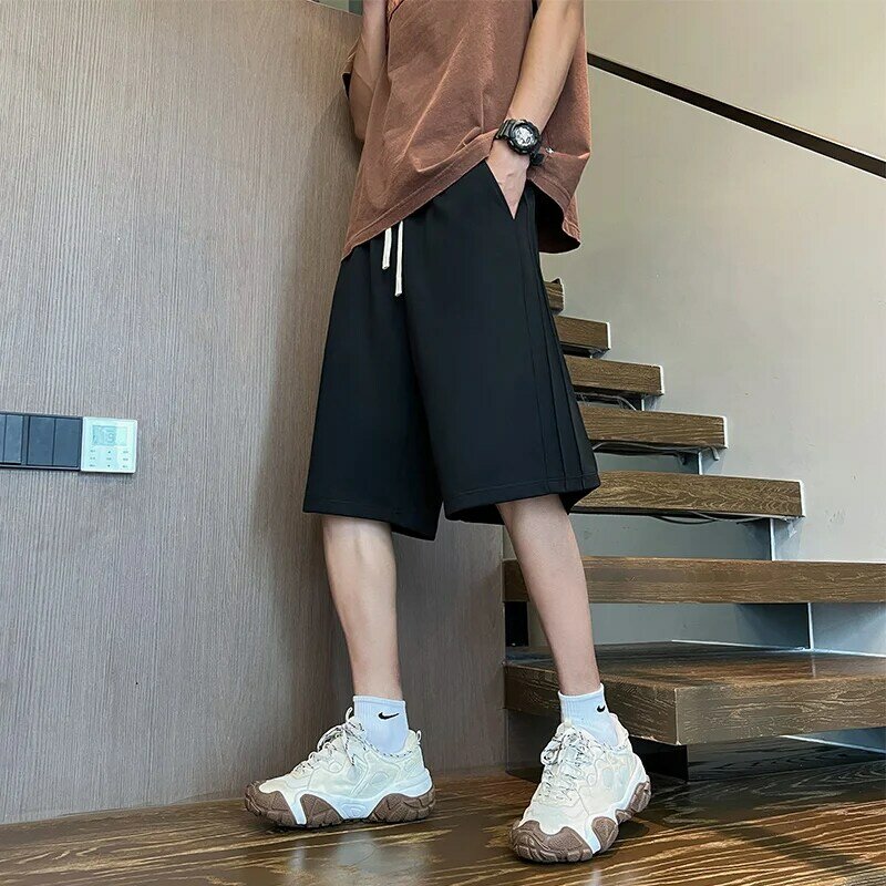 Baru Y2K celana pendek kasual pria jalanan Vintage longgar mode celana pendek bordir pria 2024 musim panas celana olahraga pinggang tinggi Streetwear korea