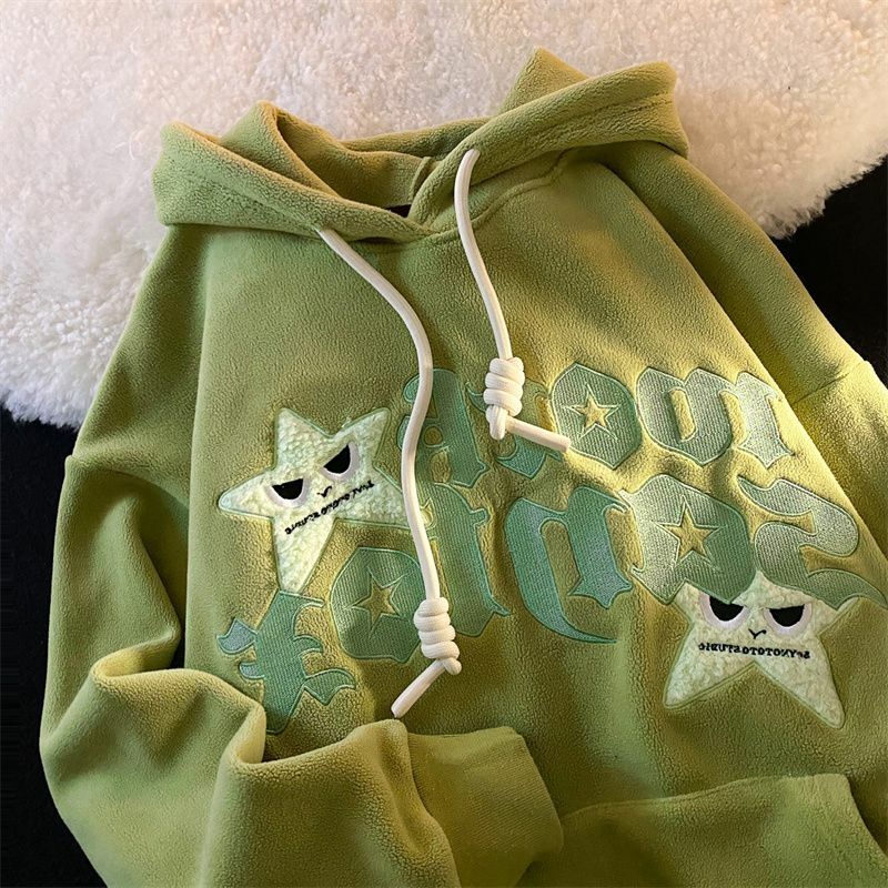 Hip Hop Five Pointed Star ขนาดใหญ่เสื้อฮู้ดชายหญิง Y2k Hooded Sweatshirt 2023ใหม่แฟชั่น Casual Punk หลวมเสื้อ Streetwear