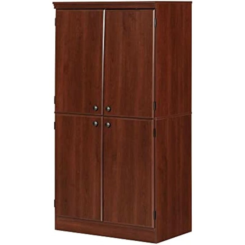 Tall 4-Door Storage Cabinet with Adjustable Shelves, Royal Cherry, Multi-Functional Desing, 2 Adjustable Shelves for office