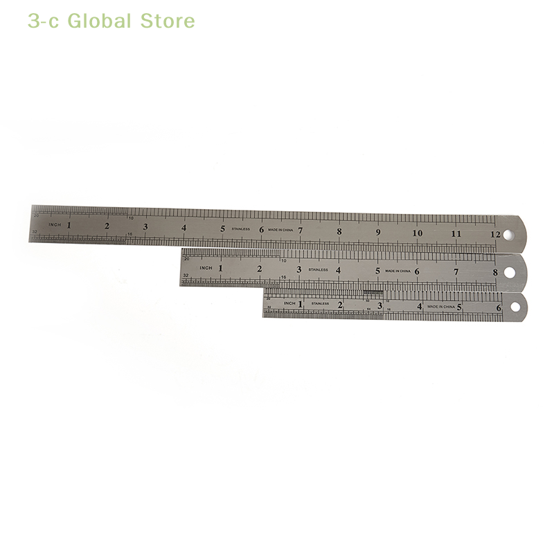 Herramienta de regla recta de Metal de acero inoxidable, herramienta de medición de doble cara, 15-30cm