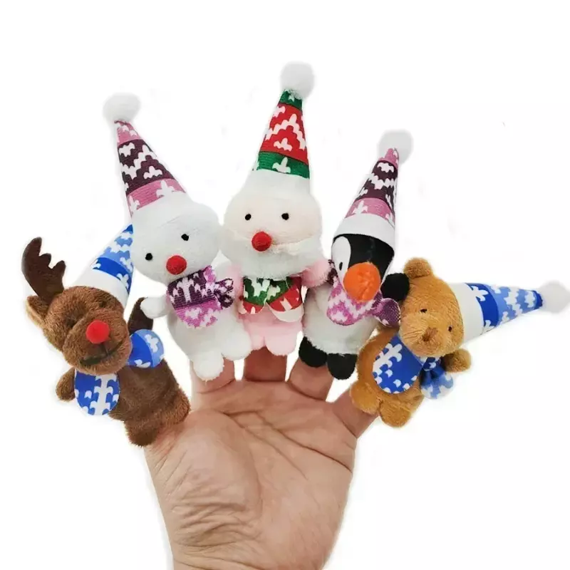 1/5/10pcs Cartoon animale biologico burattino da dito Storytelling burattino a mano peluche bambole bomboniere per bambini divertenti regalo di natale per bambini