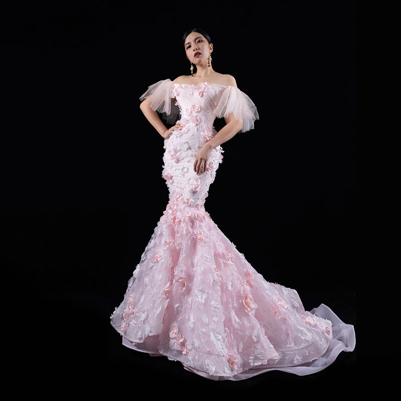 Bai Sha-vestido de novia Original para niña, traje de princesa de encaje con flores en 3d, elegante vestido de noche para fiesta, 2024