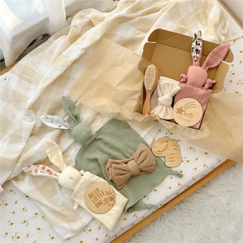 Детская пустышка, набор полотенец, карточка с вехами и лентой для волос, подарок на память для новорожденных, подарок для душа