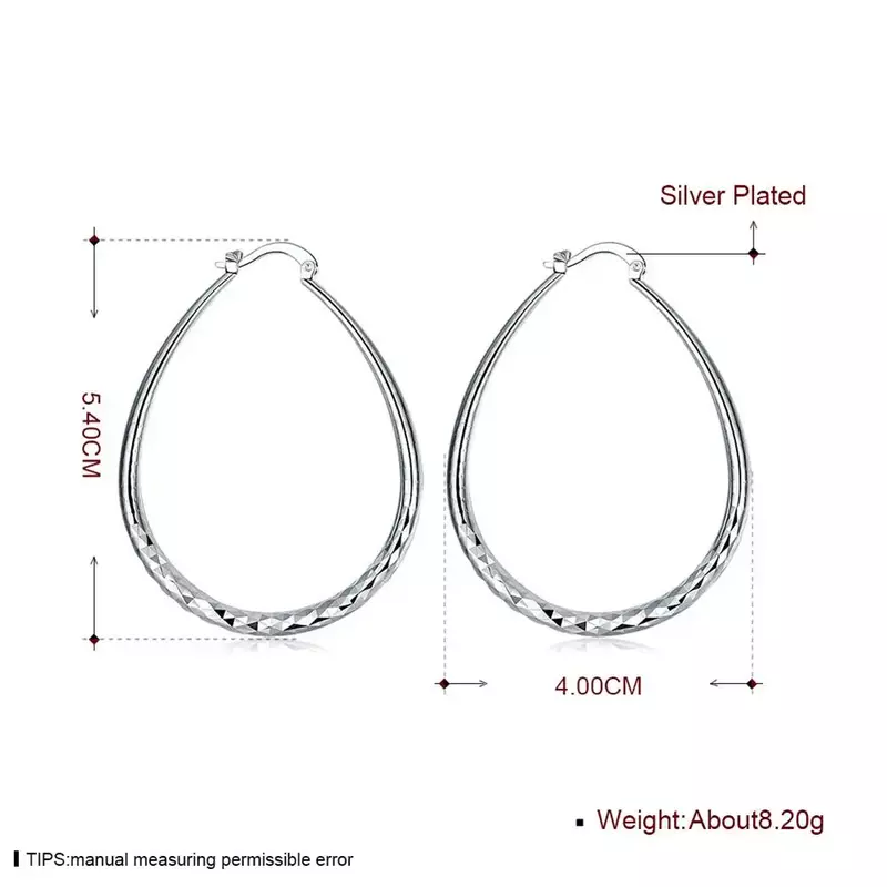 Street Fashion orecchini in argento Sterling 925 per gioielli da donna orecchini a cerchio grande da 4CM regali di natale di alta qualità
