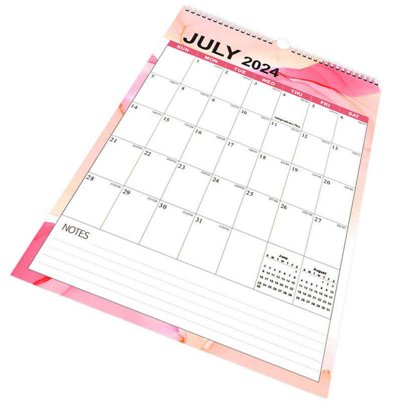 Calendario de pared en espiral para escuela, planificador anual, hoja, Bloc de notas, Agenda, organizador, lista de verificación, hogar y oficina, inglés, 2024