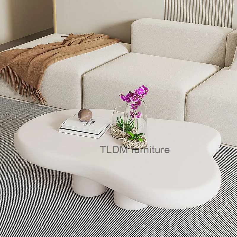 طاولات قهوة اسكندنافية بسيطة بيضاء ، ديكور داخلي ، غرفة نوم وغرفة معيشة ، تصميم فاخر