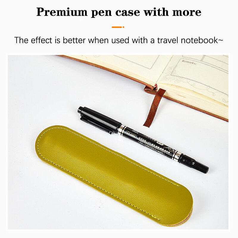 Solid Vintage Leather Pen Case Pocket Pen Pouch Mini Stationery Organizer Bag For Office Women Men Business Travel