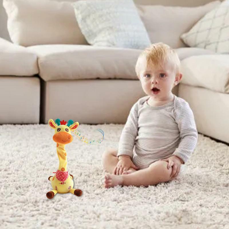 Singing Giraffe Plush Singing Interactive Toy Twisting Electronic Soft Plush Light Up Talking Repeating Giraffe For Toddler Boys