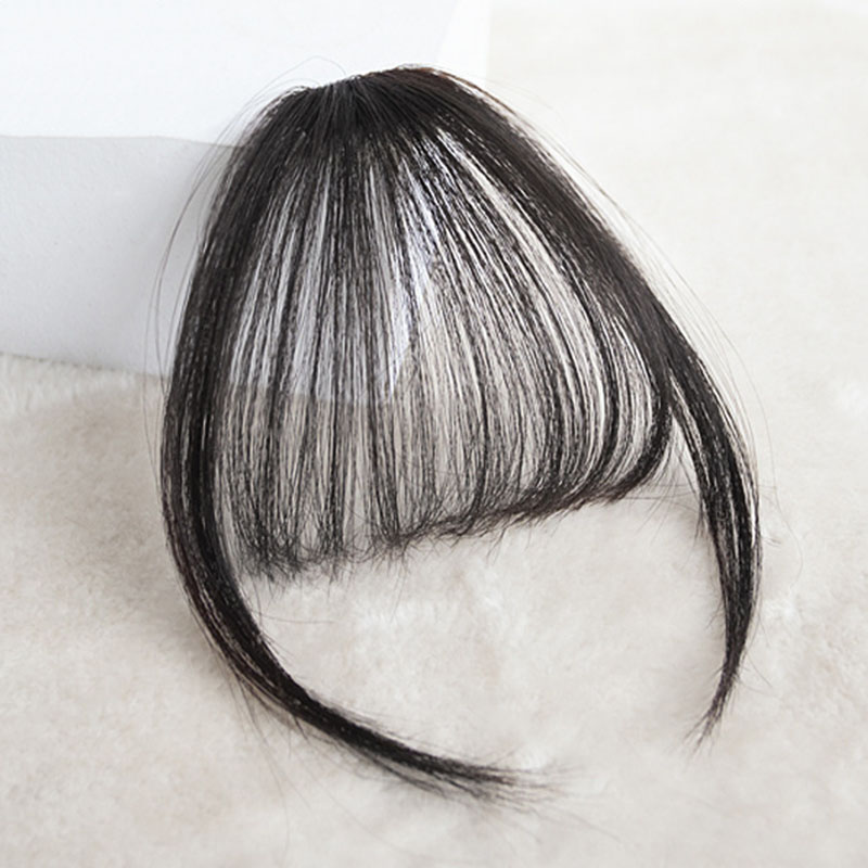 Bangs naturais de ar falso para mulheres, franja feminina, extensão sintética do cabelo