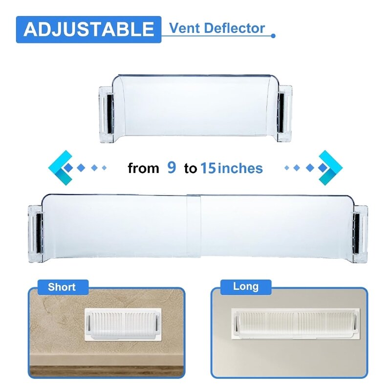 Deflector de ventilación de aire ajustable, Deflector transparente para registros de techo, suelo, 2 uds.