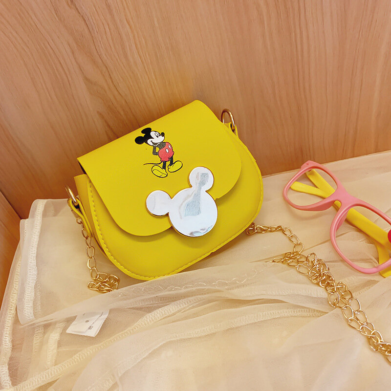 Disney New Cartoon Mickey Fashion Girl One Shoulder Messenger Bag High Quality Magnetic Buckle Cute Luxury Brand Girl Coin Purse