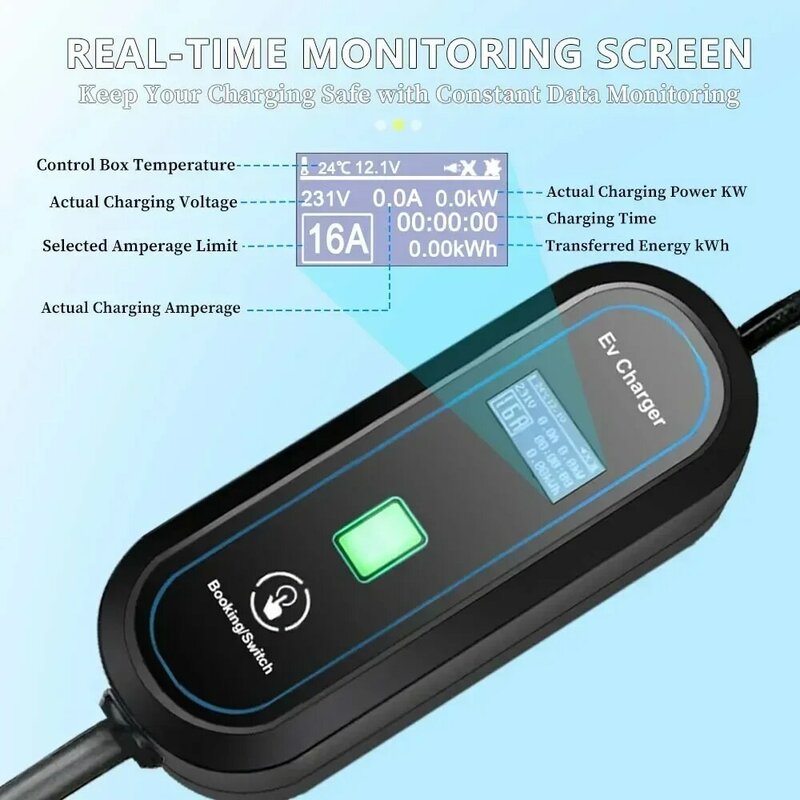 Protable EV Charger 220V 230V Level 2 GBT Car Charger 16A 3.5KW Type 1 Car Accessories Type 2 Car Charger for Electric Vehicle