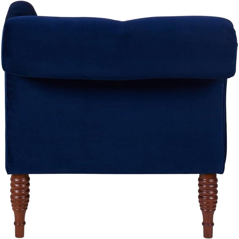John adornado rolo braço chaise Lounge, veludo azul marinho