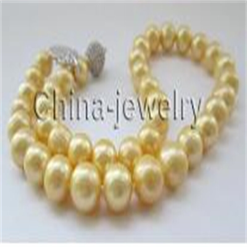 P6813 - 18" 11-12mm natural gold round freshwater pearl necklace - 925 silver