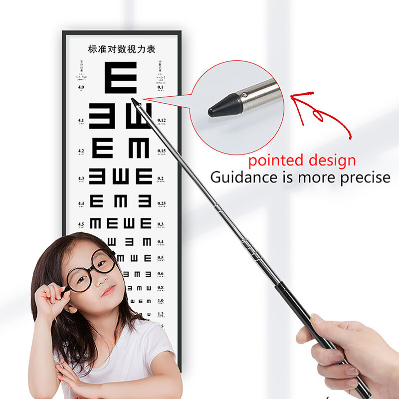 Pointer stik presentasi kelas dapat ditarik, alat pengajaran teleskopik genggam tangkai uji penglihatan