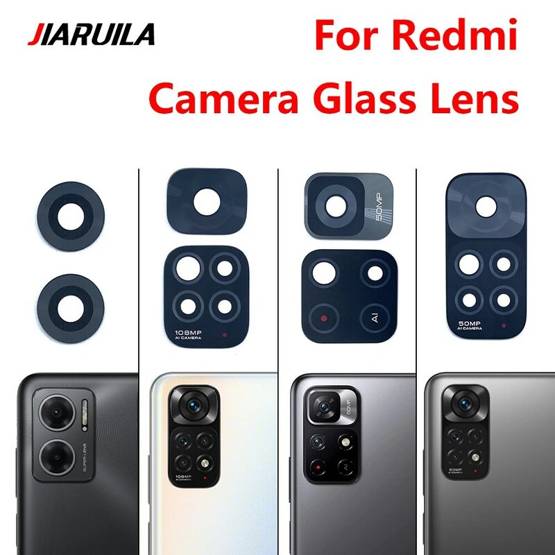 NEW Back Camera Glass Lens Cover with Frame Holder Replacement For Xiaomi Redmi Note 11S 11 4G 11T 11E 5G 11 13 Pro Plus