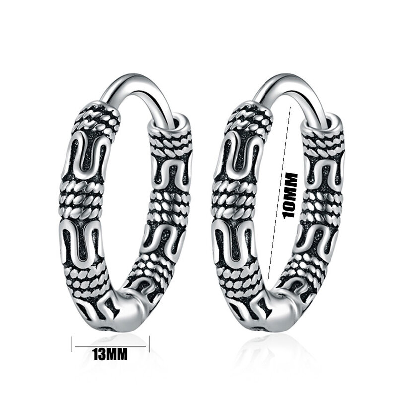 Vintage 925 Sterling Silver Hoop Earrings Pattern Earring For Women Silver Jewelry Korea New
