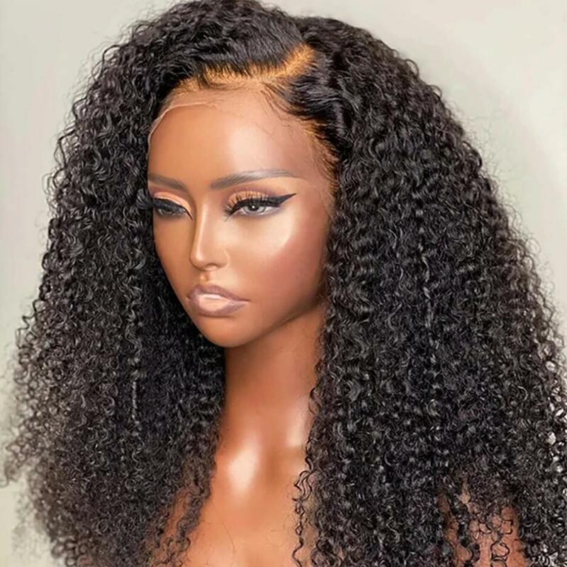 180Density Black Glueless 26“ Long Soft Natural Kinky Curly Lace Front Wig For Women BabyHair Preplucked Heat Resistant Daily