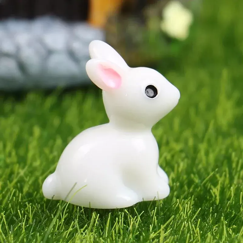미니 송진 토끼 미니어처 피규어, 3D 작은 흰 토끼 장식, 마이크로 풍경 인형 집 장식, DIY 공예, 10 개, 20 개, 50 개