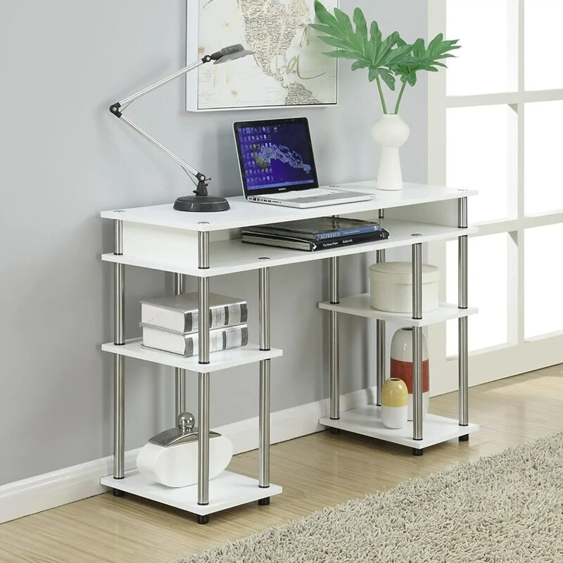 Convenience Concepts Designs2Go No Tools Student Shelves Desk, 47.25" L x 15.75" W x 30" H, White
