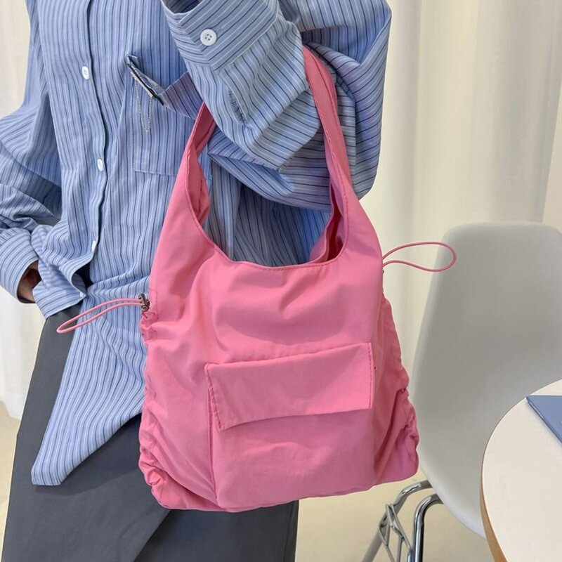 Borsa a tracolla Oxford nuova borsa a tracolla per studenti di grande capacità pieghettata borsa a tracolla piegata con coulisse donna ragazze