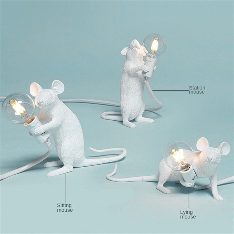 모던 LED 테이블 조명, 송진 동물 쥐 고양이 다람쥐 LED 야간 조명, 마우스 테이블 램프, 홈 장식 책상 램프, 조명 기구