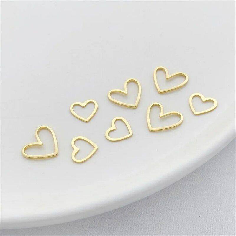 14K Gold-plated Hollow Curved Heart Pendant Handmade Diy Bracelet Necklace Earrings Jewelry Accessories Q028