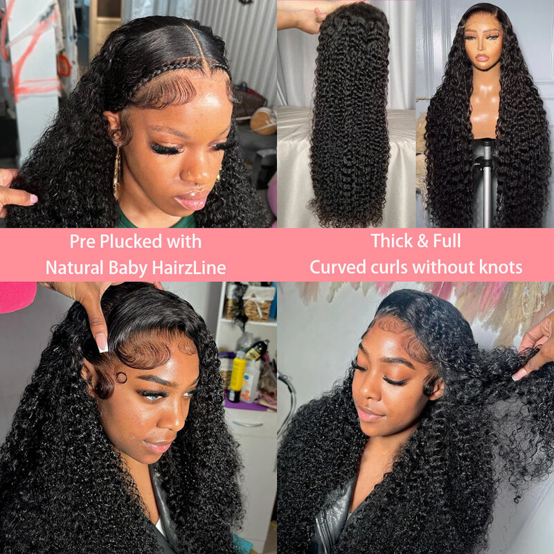 32 Inch 13x6 HD Deep Wave Human Hair Wigs Full Lace Wig PrePlucked Brazilian Remy Closure Wig 200% 13x4 Curly Lace Frontal Wig