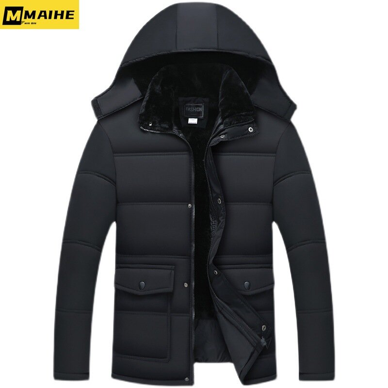 Parka à capuche coupe-vent pour hommes, manteau chaud, veste épaisse, vêtements optiques masculins, mode, hiver
