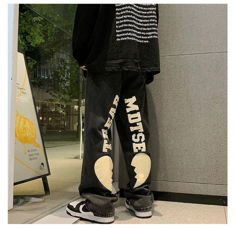 Jeans da uomo Love American hip-hop pantaloni da strada fritti high street jeans di marca di marea tuta casual da uomo di moda di strada