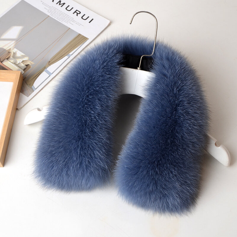 Real Fox Fur Collar Women Winter Natural Fur Collar Female Scarves Hood Trims Fur Decor Shawl For Coat Neck Warmer Fur Scarves