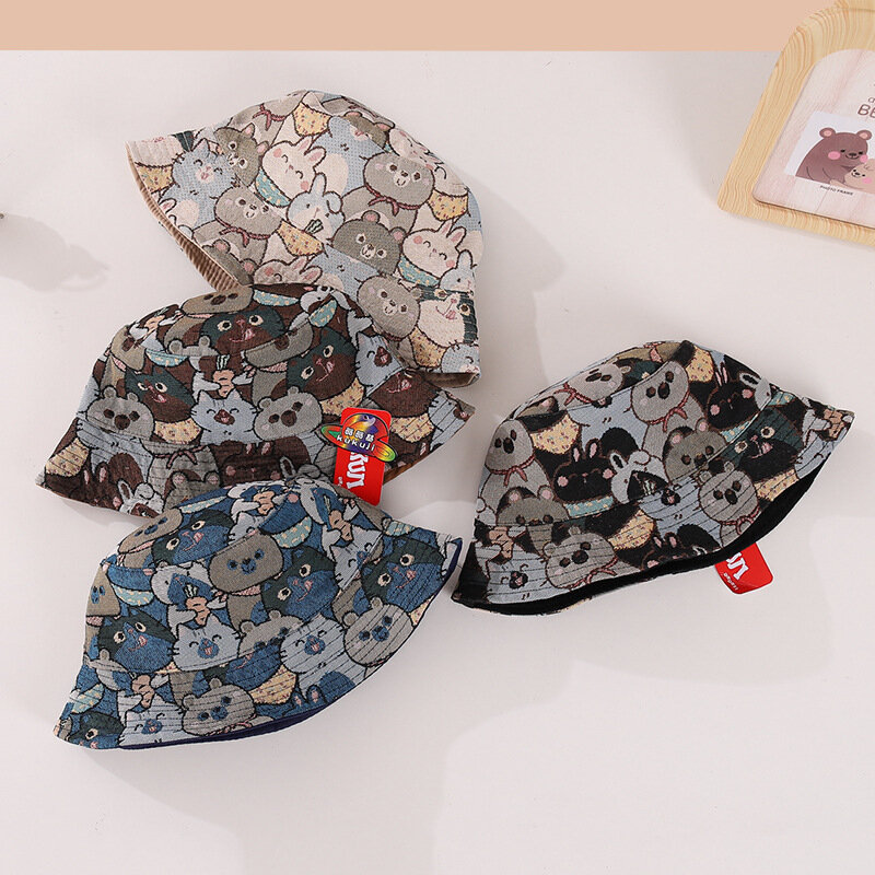 만화 인쇄 작은 동물 어부 모자, 맞춤형 패션 레저 자외선 차단 태양 모자, 어린이 자외선 차단 태양 모자, 신제품