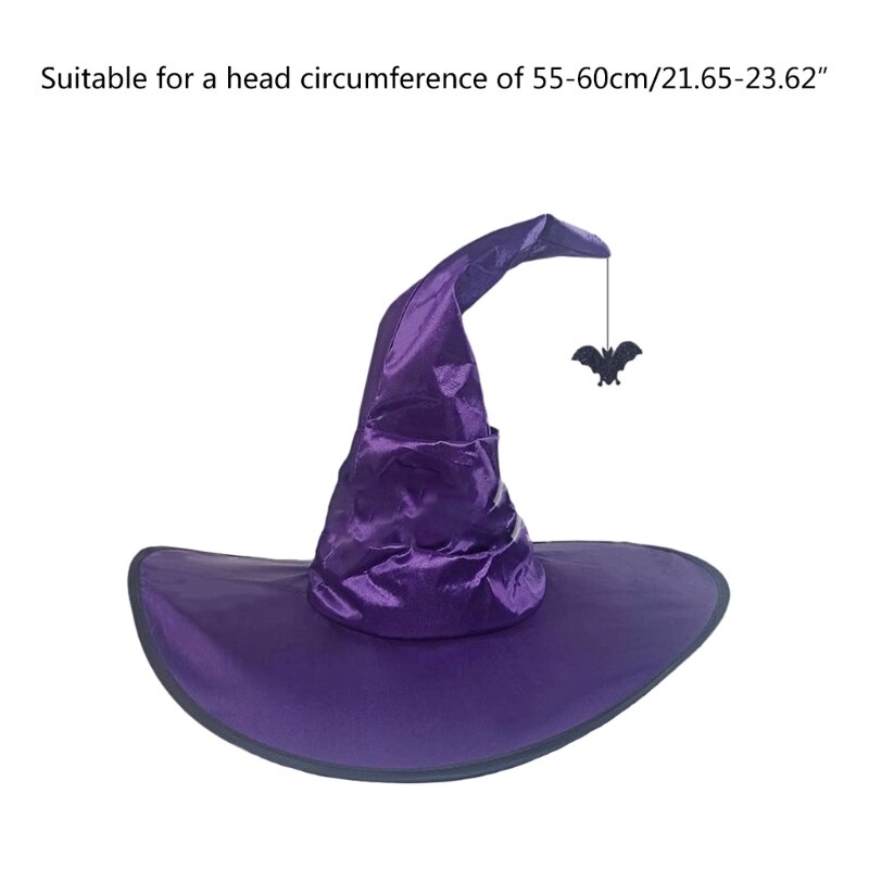 Chapeau sorcière froissé pour enfants et adultes, 2 pièces, accessoires Costume Cosplay, chapeau sorcière effrayant