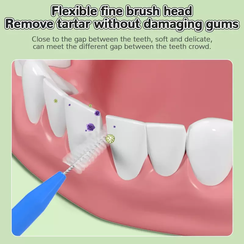 Interdental Brush Set para Limpeza de Dentes Escova Dental Floss, Palito Ortodôntico, Ferramenta de Cuidados Orais, 30Pcs por Conjunto