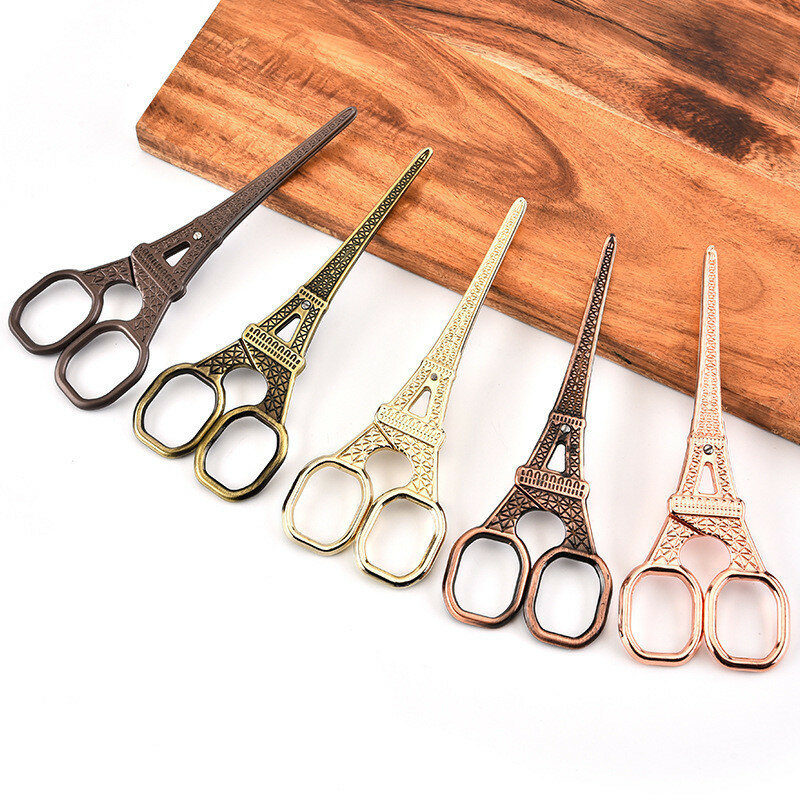 Ciseaux vintage en forme de tour Eiffel en acier inoxydable, outils de couture pour tissu, couteau utilitaire de bureau, bricolage