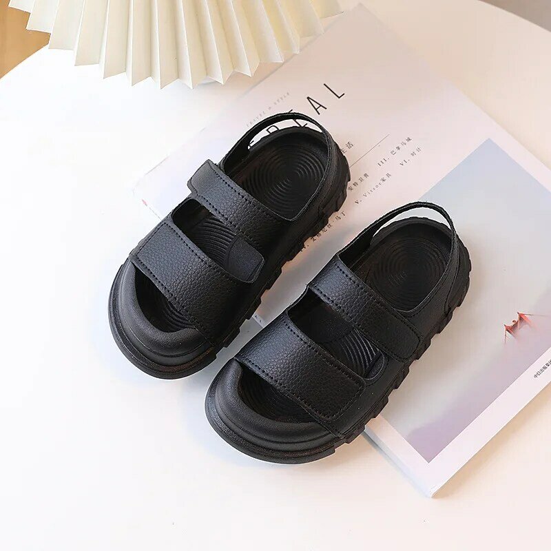 Children Sports Solid Color All Matching Comfortable Sandals 2024 Summer New Soft Soled Student Casual Shoes Simple Beach Shoes