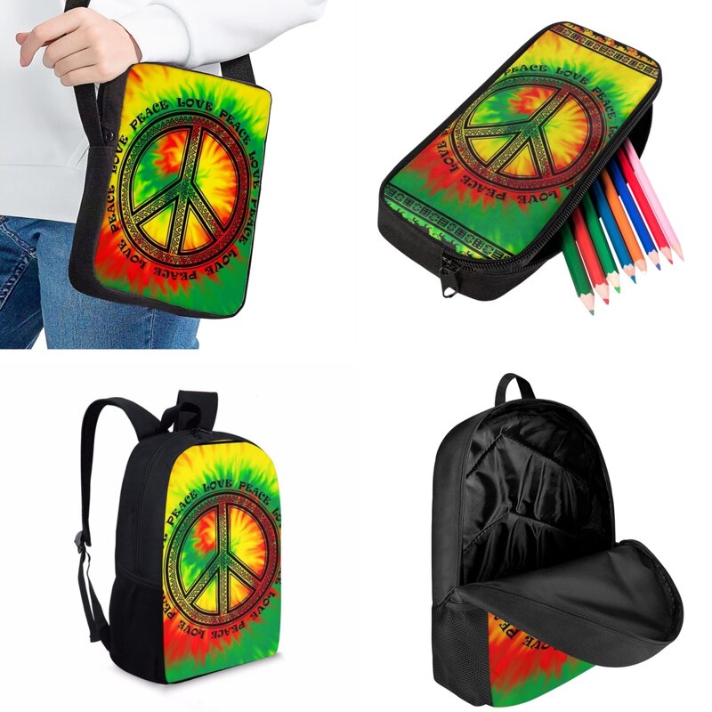Jackherelook-트렌드 스플래시 잉크 컬러 피스 패턴 패션 키즈 학교 가방, 청소년 백팩, 대학생 노트북 가방, 3 개/세트